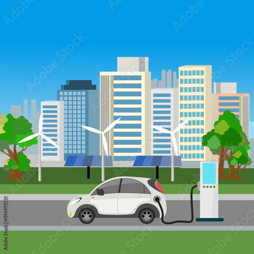 Electric vehicles are being charged in major cities photo