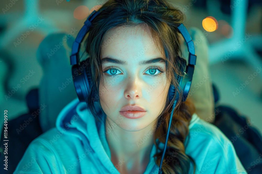 Friendly Female Podcaster Recording an Episode Friendly Female Podcaster Recording an Episode