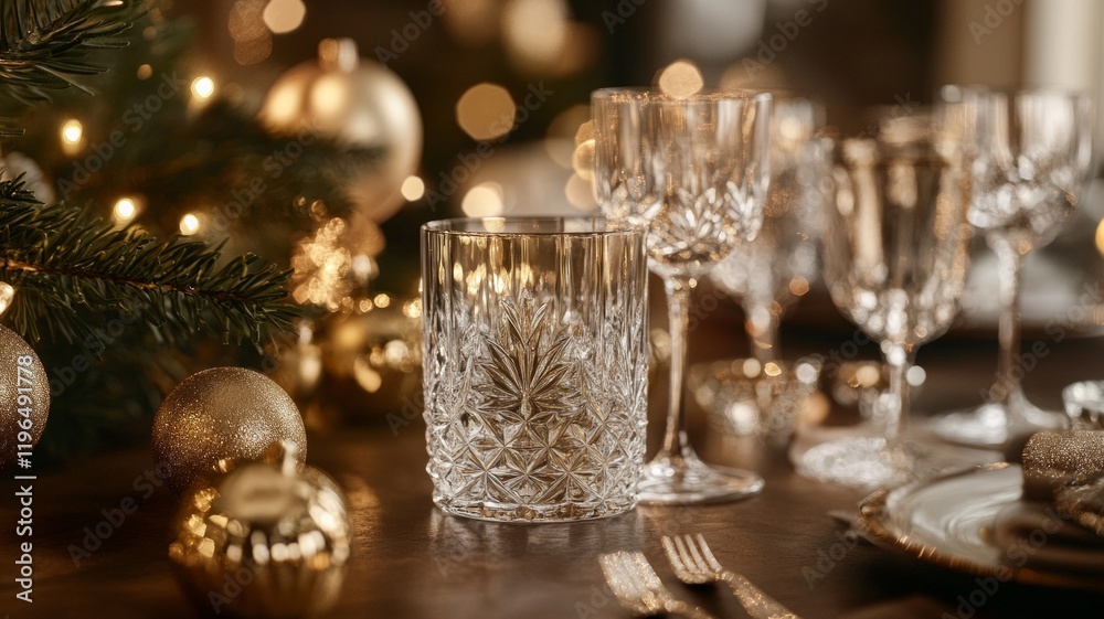 Festive Crystal Glassware and Elegant Holiday Table Setting