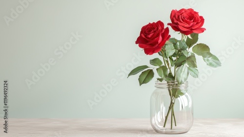 Wallpaper Mural Elegant red roses in glass jar indoor decor nature soft background close-up view romantic concept Torontodigital.ca