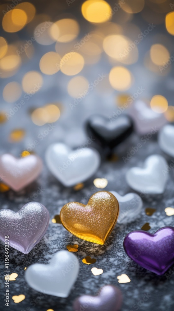 Obraz premium Romantic Valentine's Day template with cute teddy bears and floating hearts. Perfect for Instagram Stories and social media posts. Beautiful design for love-themed content.