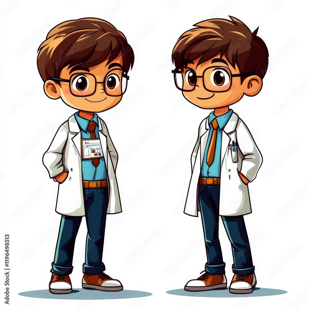 Adorable Cartoon Boys in Doctor Costumes: Perfect for Children's Healthcare Branding Adorable Cartoon Boys in Doctor Costumes: Perfect for Children's Healthcare Branding
