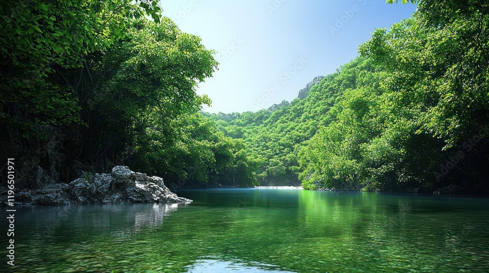 Obraz premium Serene Tropical River