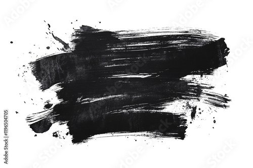 Black ink brush stroke isolated on transparent background