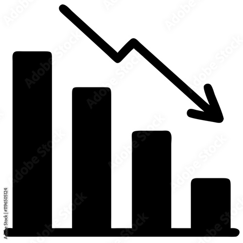 Declining graph icon representing reduced expenses in business and marketing