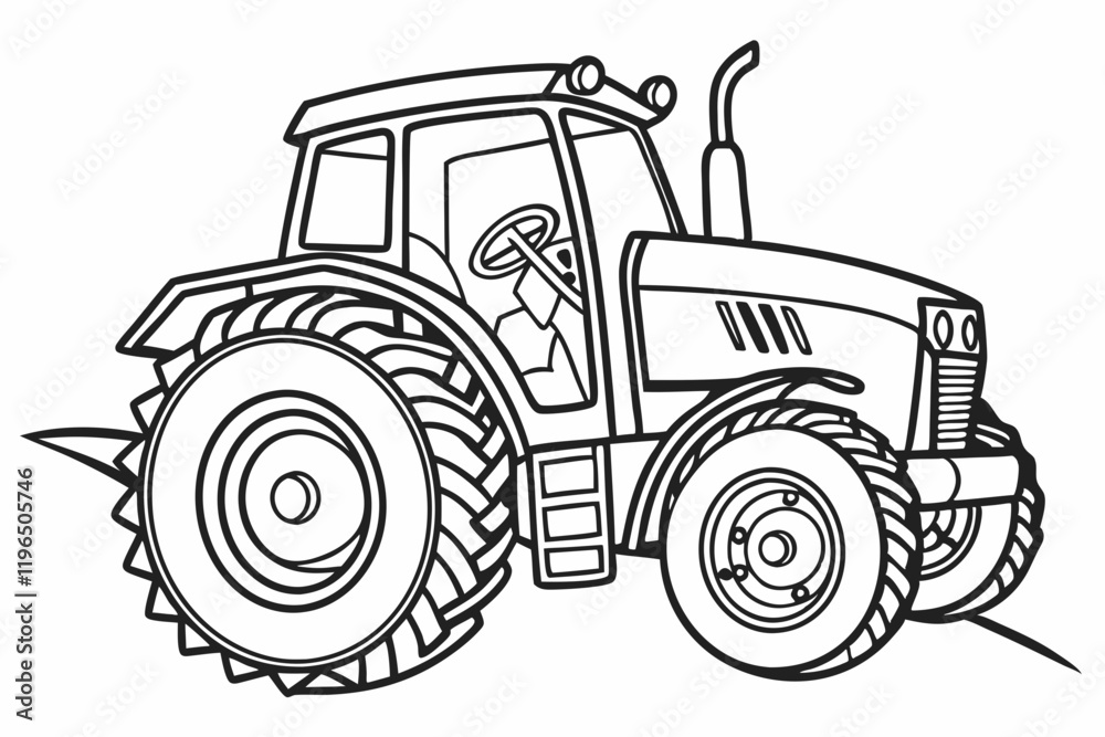 Obraz premium farm tractor . Coloring page. Coloring book. Drawing of a farm tractor isolated on a white background. Vector outline