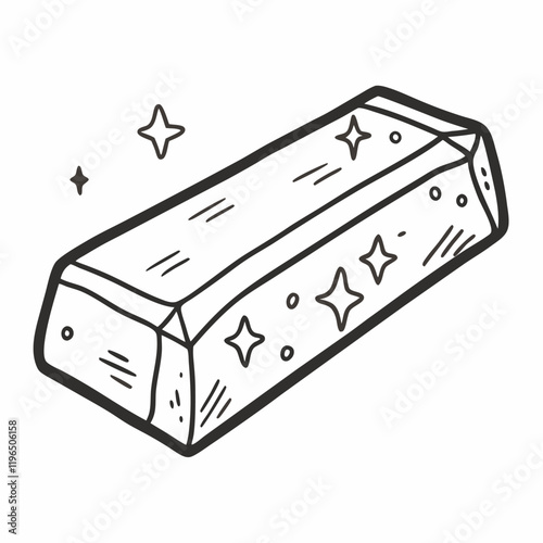 Hand Drawn Gold Bar Outline with Sparkles Minimalist Vector Illustration