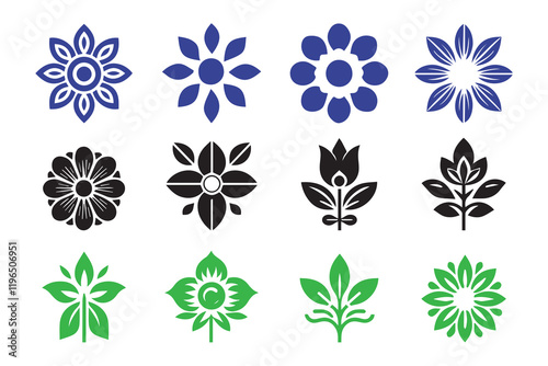 Flower Logo Icon Pack Bundle silhouette Illustration 