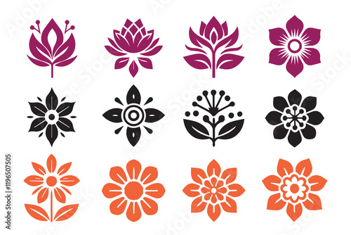 Flower Logo Icon Pack Bundle silhouette Illustration 