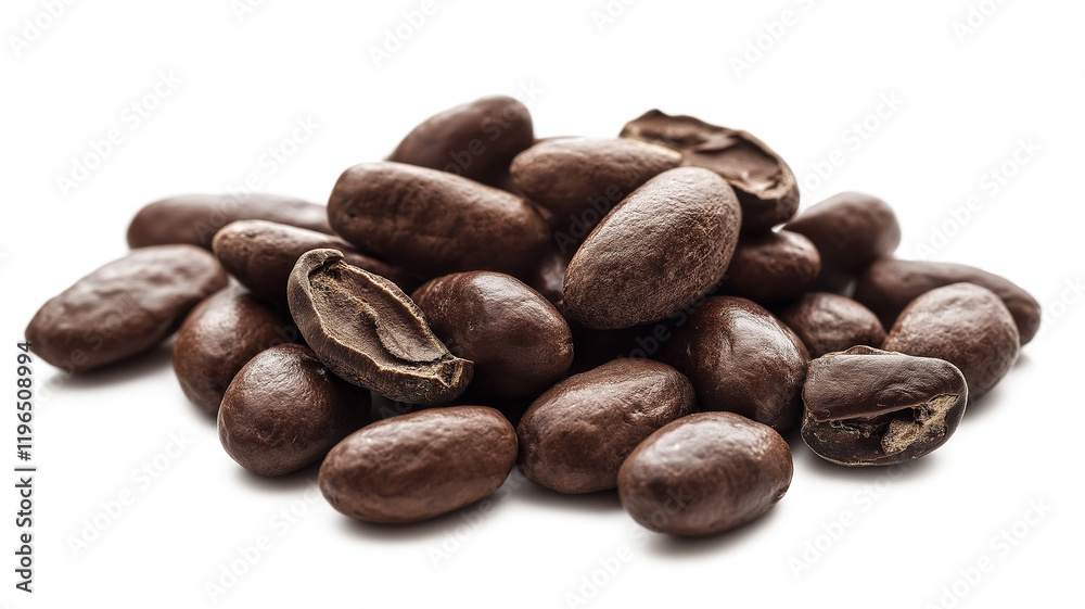 Cocoa beans isolated on a white background Cocoa beans isolated on a white background
