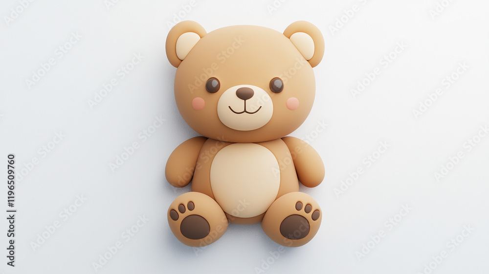 Obraz premium white background with cute teddy bear character 3d