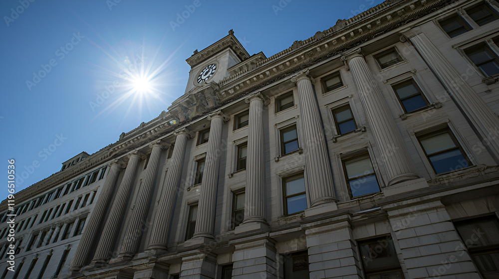 Sunlit Courthouse Facade, City, Sunny Day, Legal, Architecture Sunlit Courthouse Facade, City, Sunny Day, Legal, Architecture