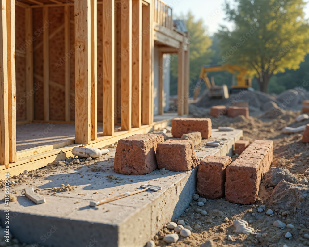 Naklejka premium Construction Site with Building Materials