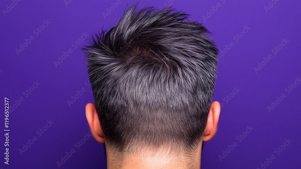 A bold faux hawk men's hairstyle on a deep purple background, showcasing edgy and daring vibes. A bold faux hawk men's hairstyle on a deep purple background, showcasing edgy and daring vibes.