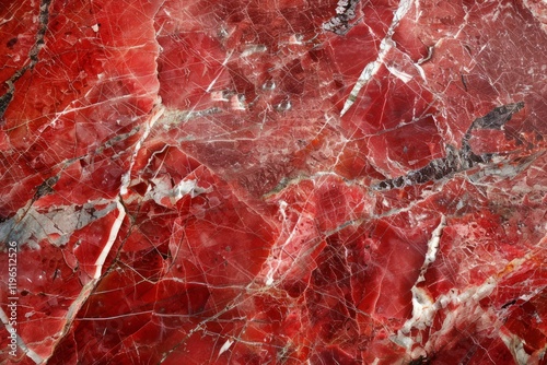 Crimson red marble pattern with white veins. Detailed photo textured background photo