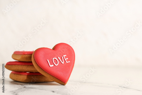 Heart shaped iced cookies w...