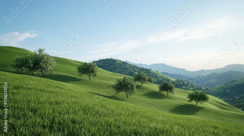 Wallpaper Mural Lush green hills with trees under a clear blue sky. Torontodigital.ca