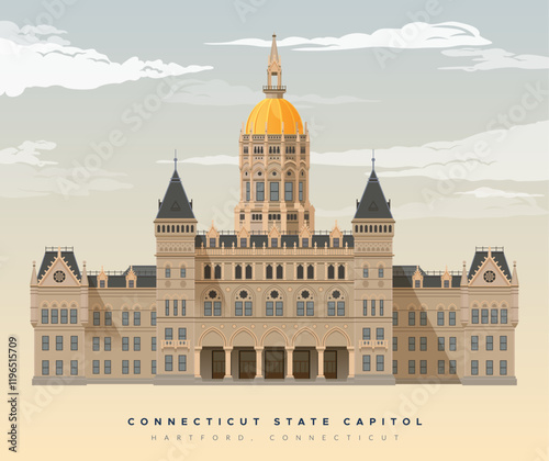 Connecticut State Capitol - Hartford - Stock Illustration