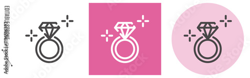 結婚式、結婚指輪｜ライン・アイコン　[線の編集可能]