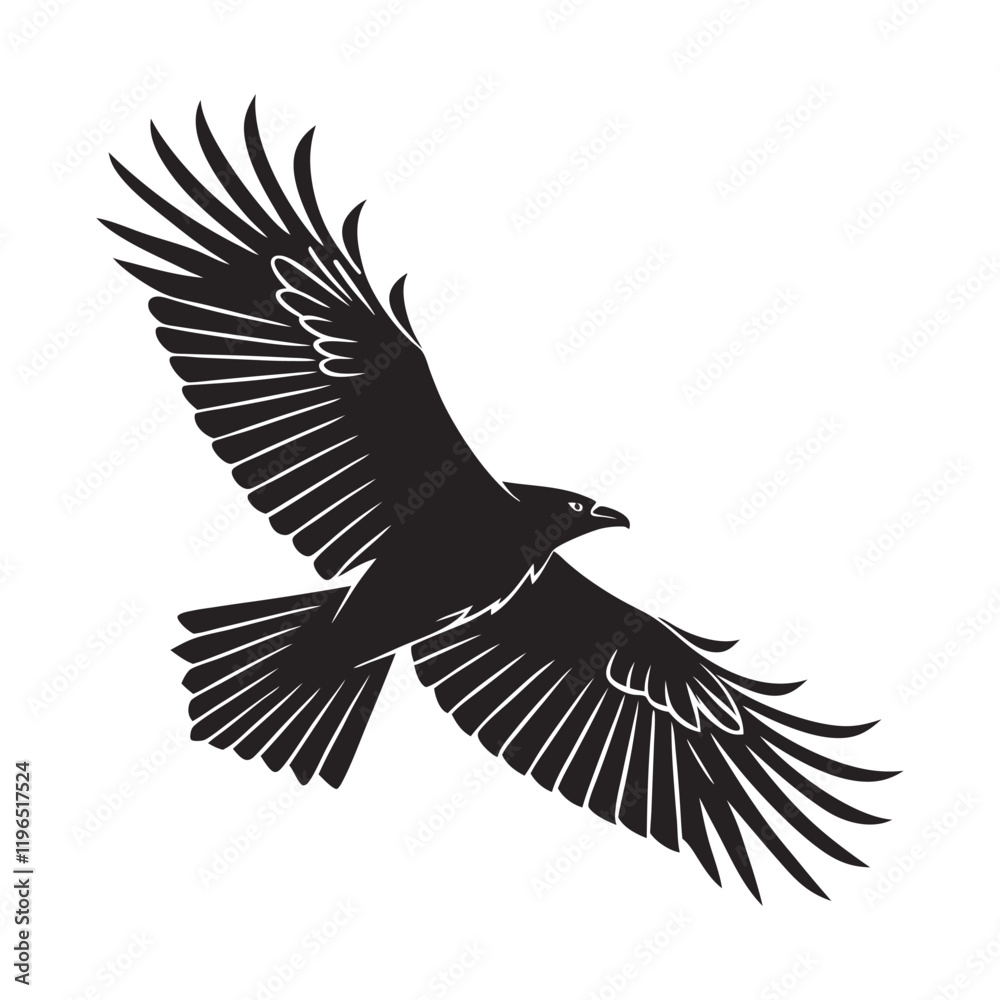 Obraz premium black and white vector of a raven in flight perfect for tattoo