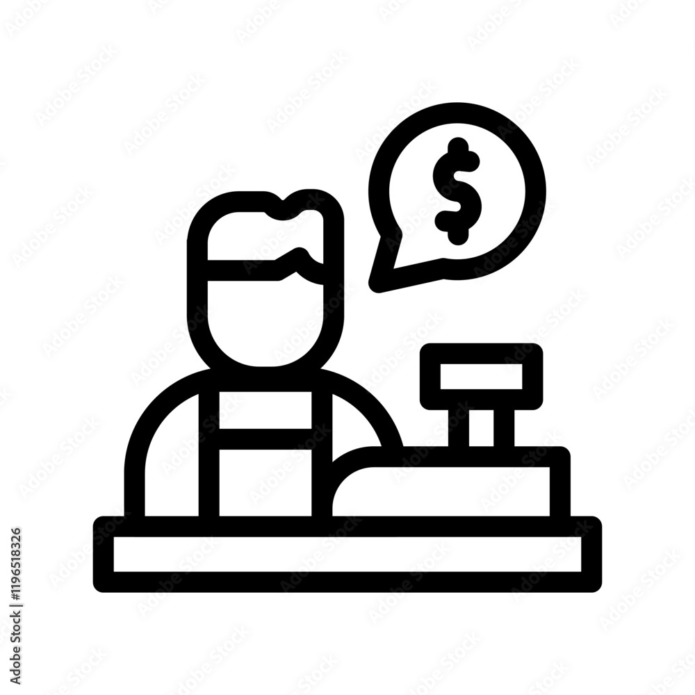 1 cashier line icon illustration vector graphic 1 cashier line icon illustration vector graphic