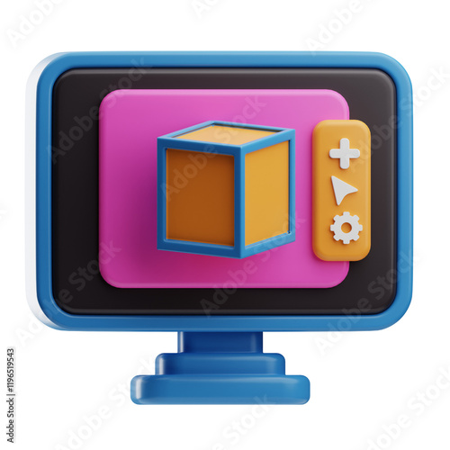 Cuadro en lienzo Colorful 3D Model Display on Computer Screen