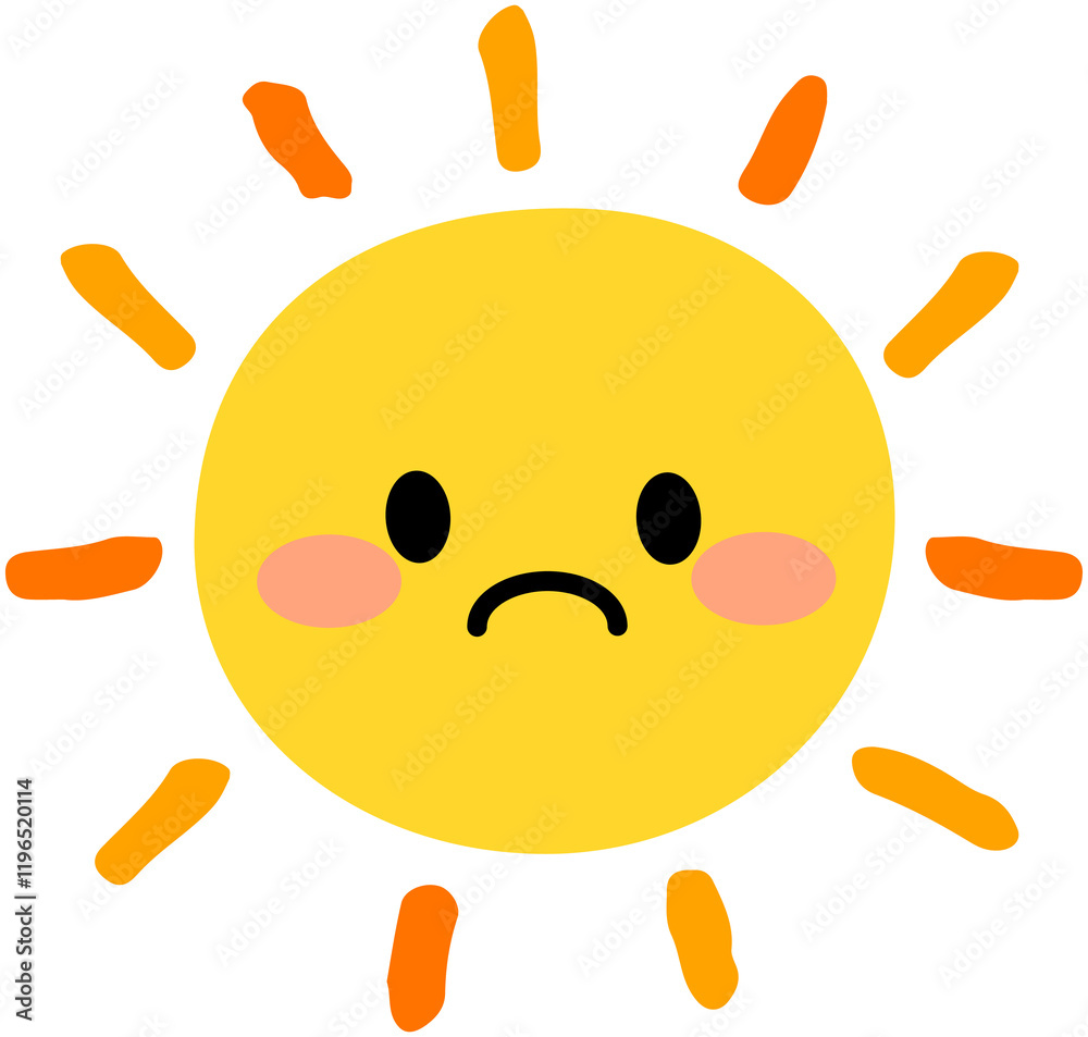 cartoon unhappy sun