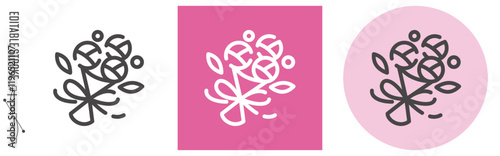 結婚式、ブーケ｜ライン・アイコン　[線の編集可能]