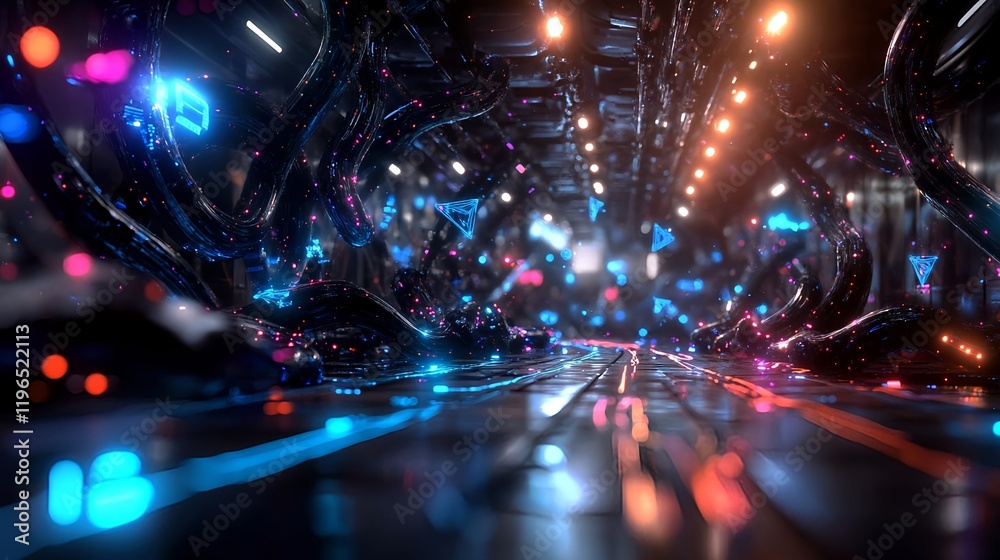 cyberpunk neon cityscape corridor - 3d render - cyberpunk cyberpunk neon cityscape corridor - 3d render - cyberpunk