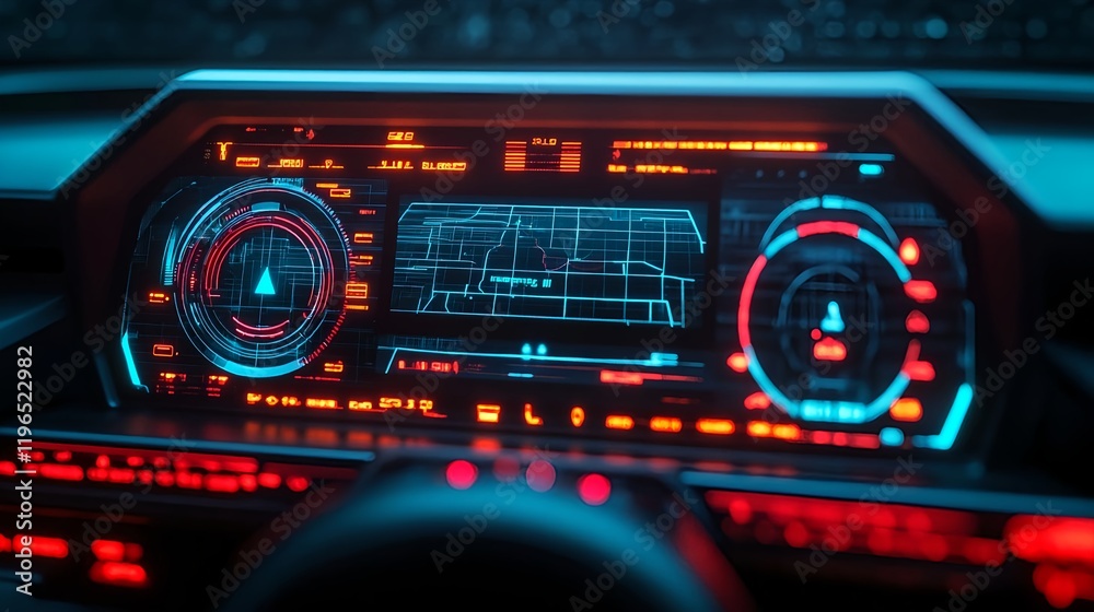 Obraz premium futuristic car hud interface dashboard - futuristic technology