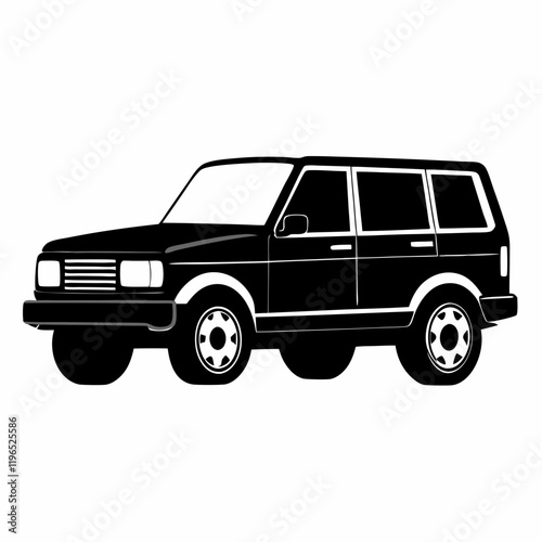 SUV black silhouette vector illustration and white background