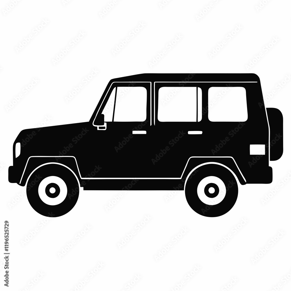 SUV black silhouette vector illustration and white background SUV black silhouette vector illustration and white background