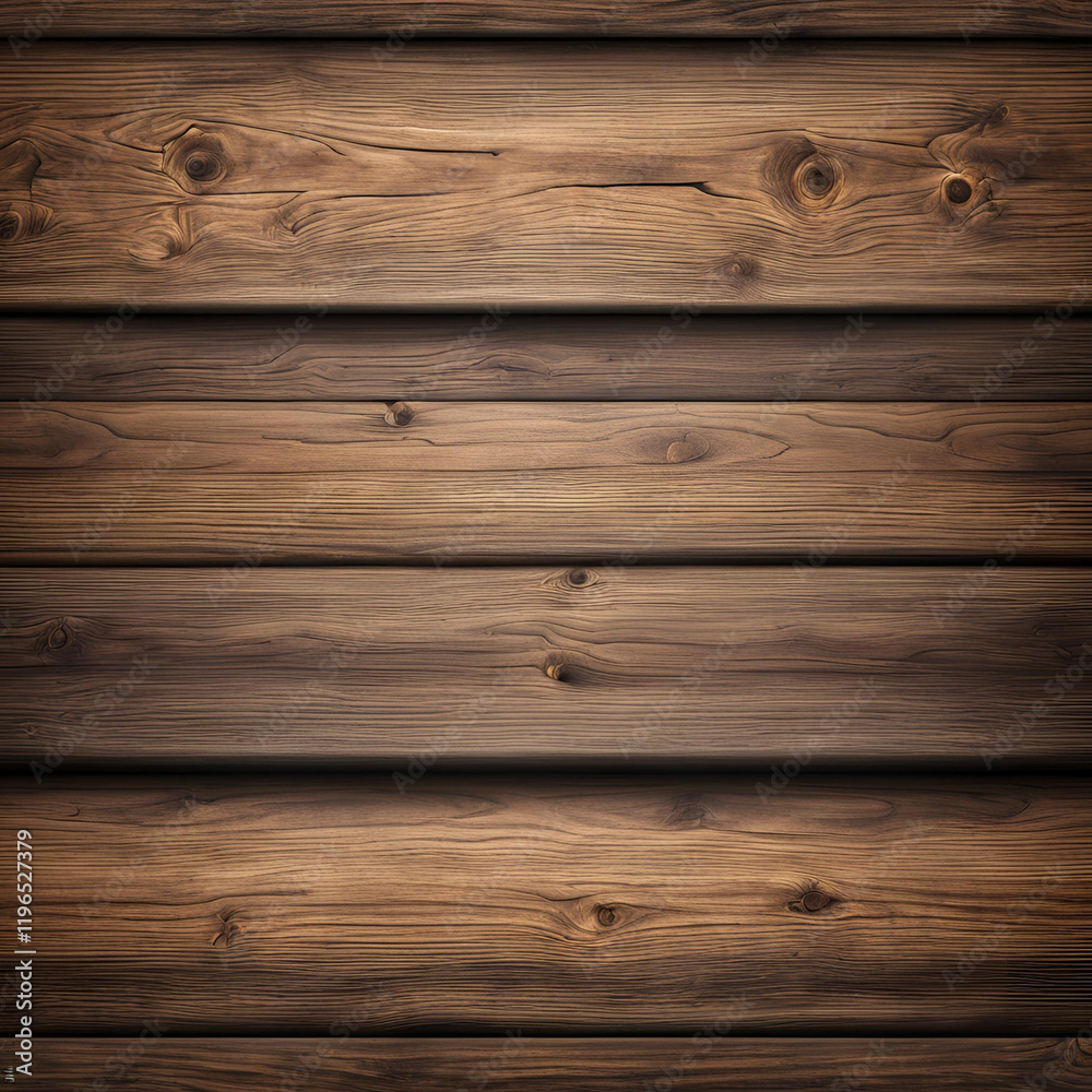 Obraz premium A close-up view of dark brown wooden planks with a smooth, polished texture, showcasing the natural grain and rustic details, perfect for background or interior design.