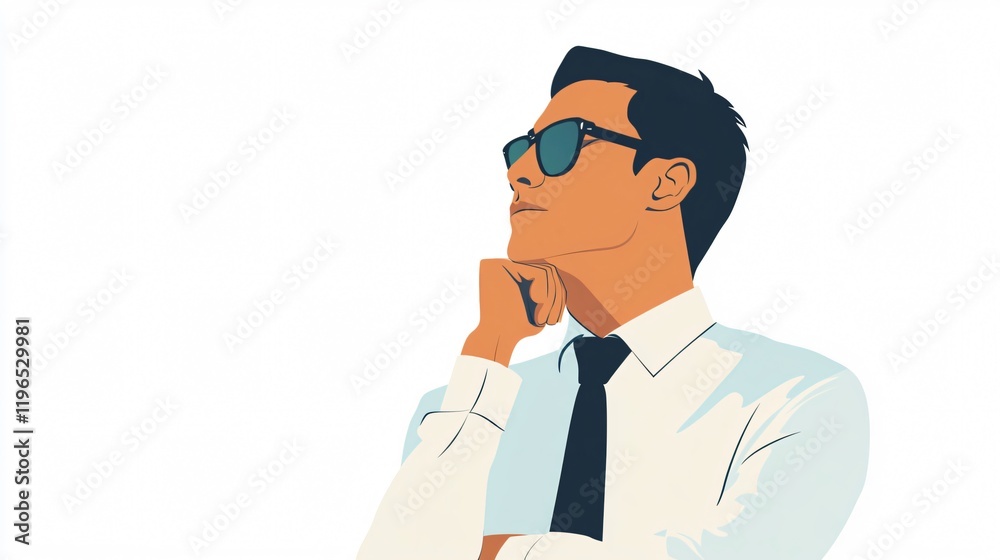 Contemplative Businessman: A portrait of a thoughtful professional in modern office attire, pondering future visions and strategic decisions. Contemplative Businessman: A portrait of a thoughtful professional in modern office attire, pondering future visions and strategic decisions.