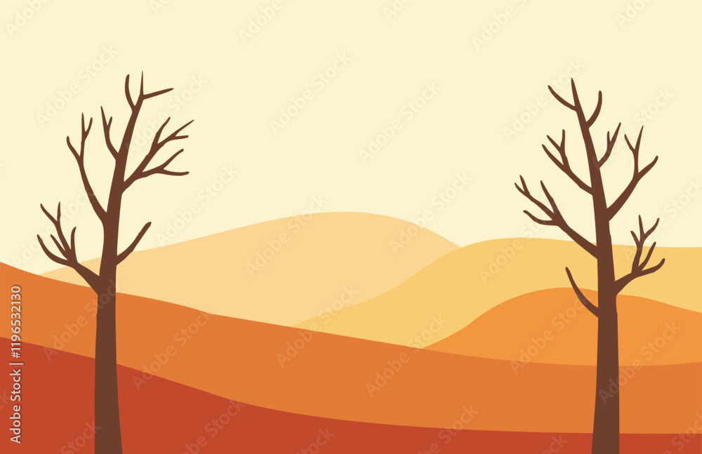 vector flat design illustration of a garden with trees with fallen leaves in autumn vector flat design illustration of a garden with trees with fallen leaves in autumn