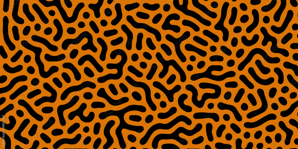 Psychedelic Graphic Crazy Pattern Vector. Turing Diffusion Effect Trippy Hypnotic Abstraction Panoramic Wallpaper. Reaction diffusion pattern. chaotic motion. Turing generative design. Turing pattern.