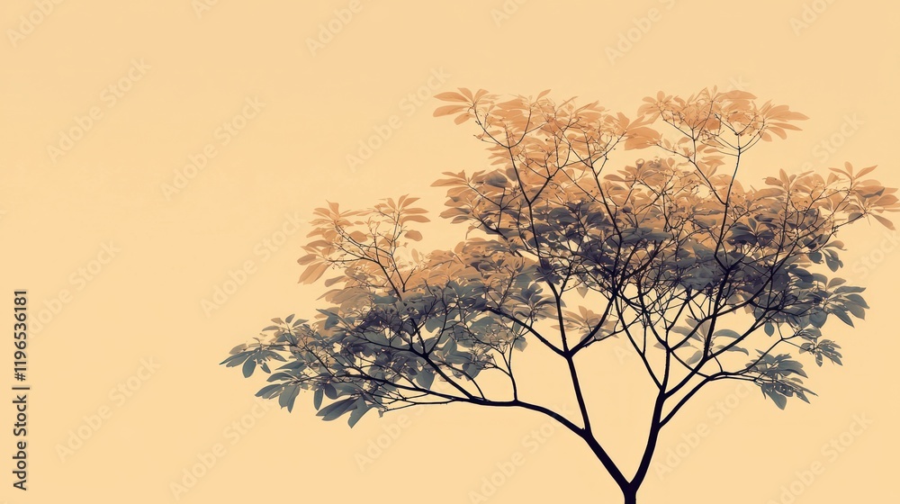 Serene Tree Silhouette Against a Pastel Sky Serene Tree Silhouette Against a Pastel Sky