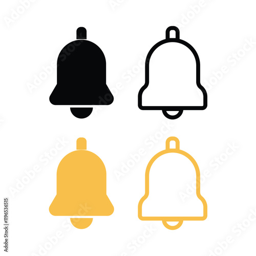  bell icon set. Notification bell icon. Alarm symbol. Incoming inbox message. New message notofication icons collection. photo