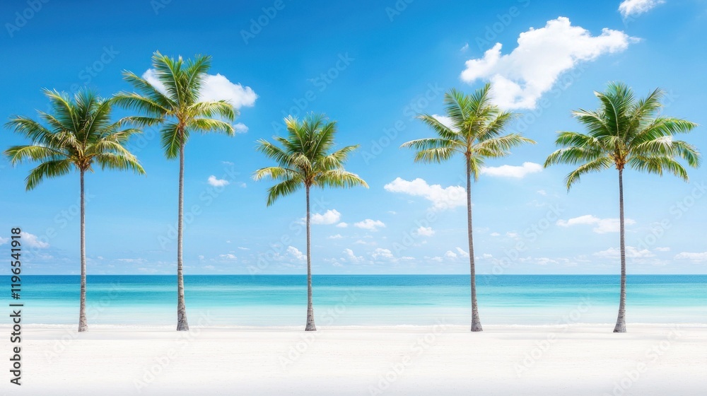 Fototapeta premium Tropical Beach Scene with Palm Trees