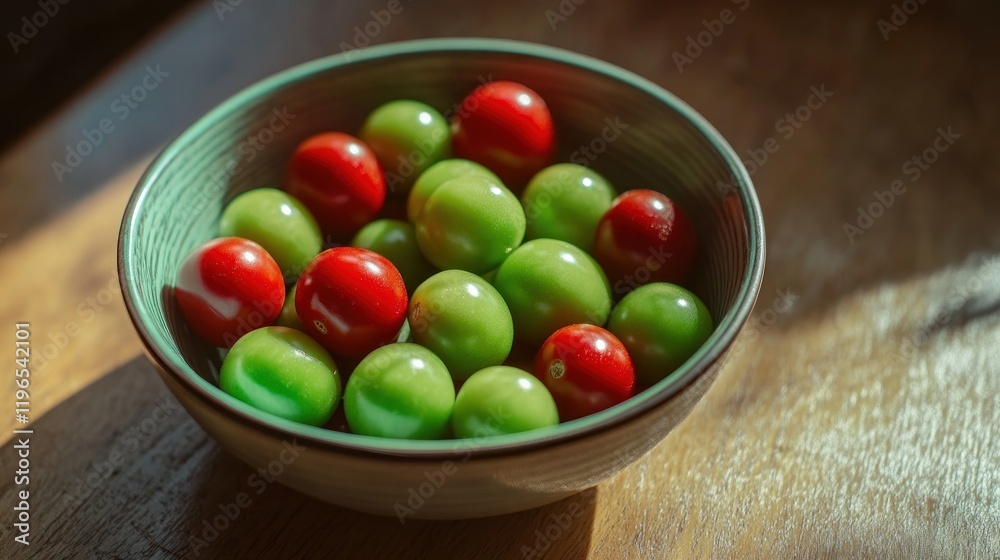Vibrant Bowl of Green and Red Cherry Tomatoes Vibrant Bowl of Green and Red Cherry Tomatoes
