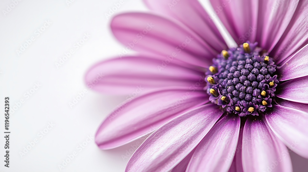 Obraz premium flower background , purple flower with delicate petals and green leaves on a simple stem, Springtime theme, greeting card background