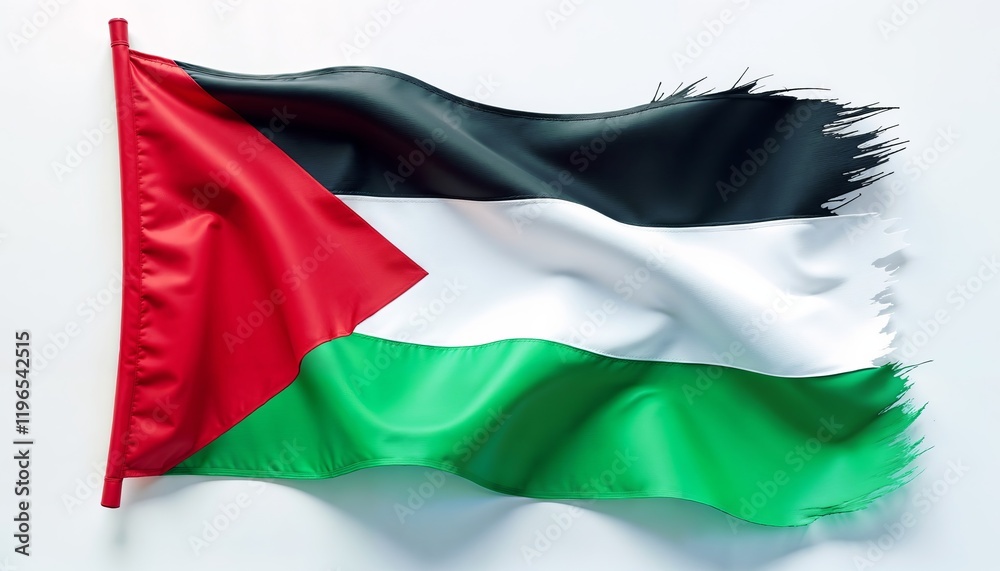 Fototapeta premium Palestine flag with colors and dynamic waves symbolizing the unity and strength of the Palestinian people