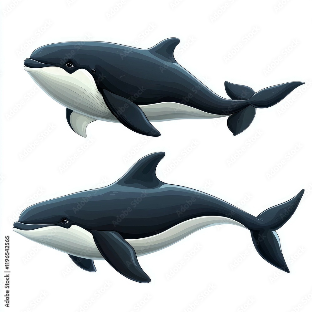 Two Elegant Dolphins Swimming in the Ocean: A Captivating Underwater Scene of Marine Wildlife Two Elegant Dolphins Swimming in the Ocean: A Captivating Underwater Scene of Marine Wildlife