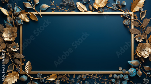 A gold frame with a blue background