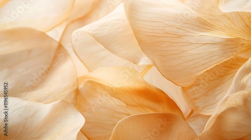 Nature abstract of flower petals, beige transparent leaves with natural texture as natural background or wallpaper. Macro texture, neutral color aesthetic photo with veins of leaf, botanical design.