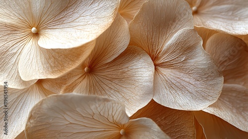 Nature abstract of flower petals, beige transparent leaves with natural texture as natural background or wallpaper. Macro texture, neutral color aesthetic photo with veins of leaf, botanical design.