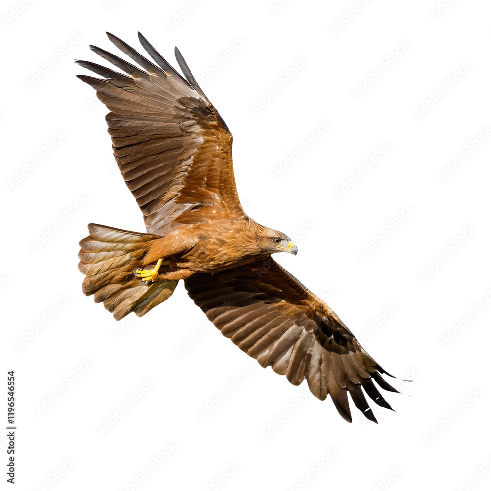 Obraz premium Eagle soaring gracefully through the clear blue sky.