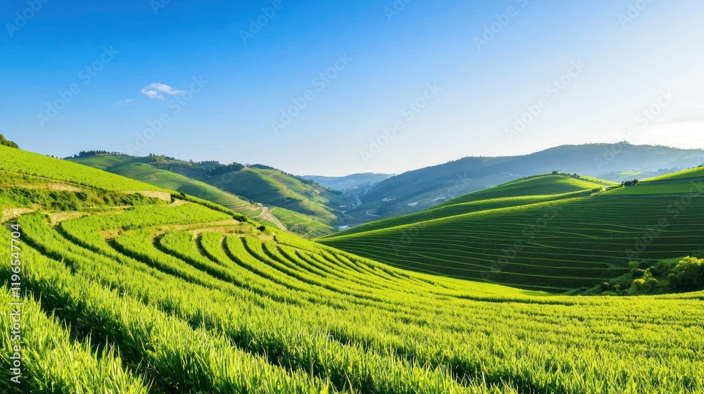 Fototapeta premium Sunlit Vineyard Landscape