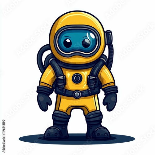 Adorable Astronaut Cartoon: A Whimsical Space Adventure. Dive into a cosmic journey with this charming illustration. Perfect for kids' books, space-themed projects,  photo