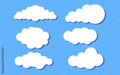 Vector clouds and blue sky. with flat colors. great for children and cartoon backgrounds